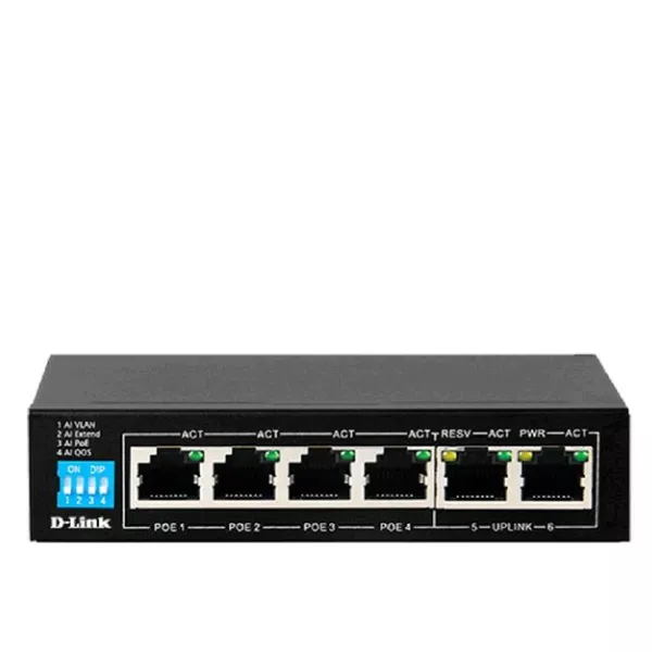 D-Link (DES-F1006P-E) 6-Port 10/100 Long Range PoE+ Surveillance Switch