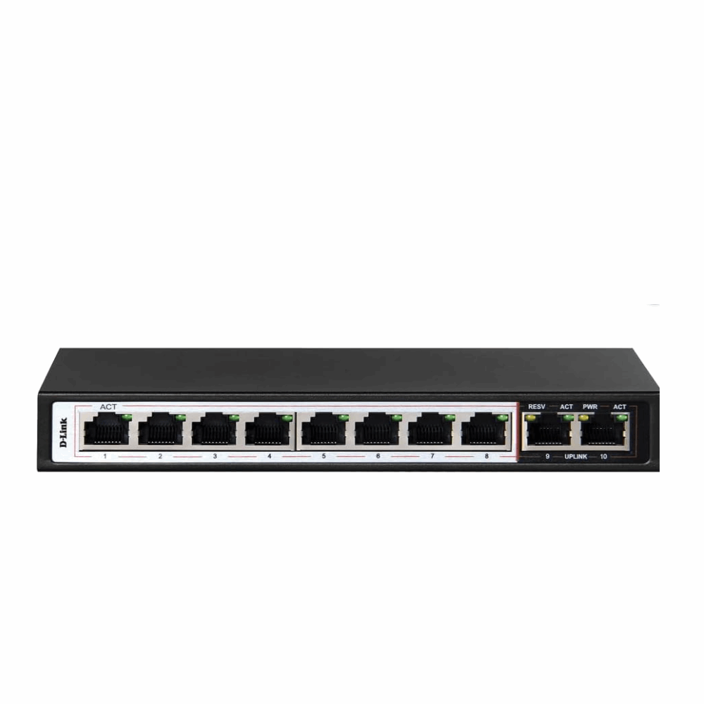 Switch D-Link DES-F1010P-E/B 10Port PoE Switch with 8 Long Reach 250m PoE Ports and 2 Uplink Ports